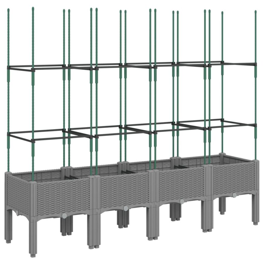 Plantenbak met latwerk 160x40x142,5 cm polypropeen lichtgrijs - Afbeelding 5