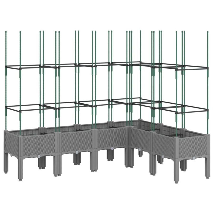 Plantenbak met latwerk 160x120x142,5 cm polypropeen lichtgrijs - Afbeelding 2