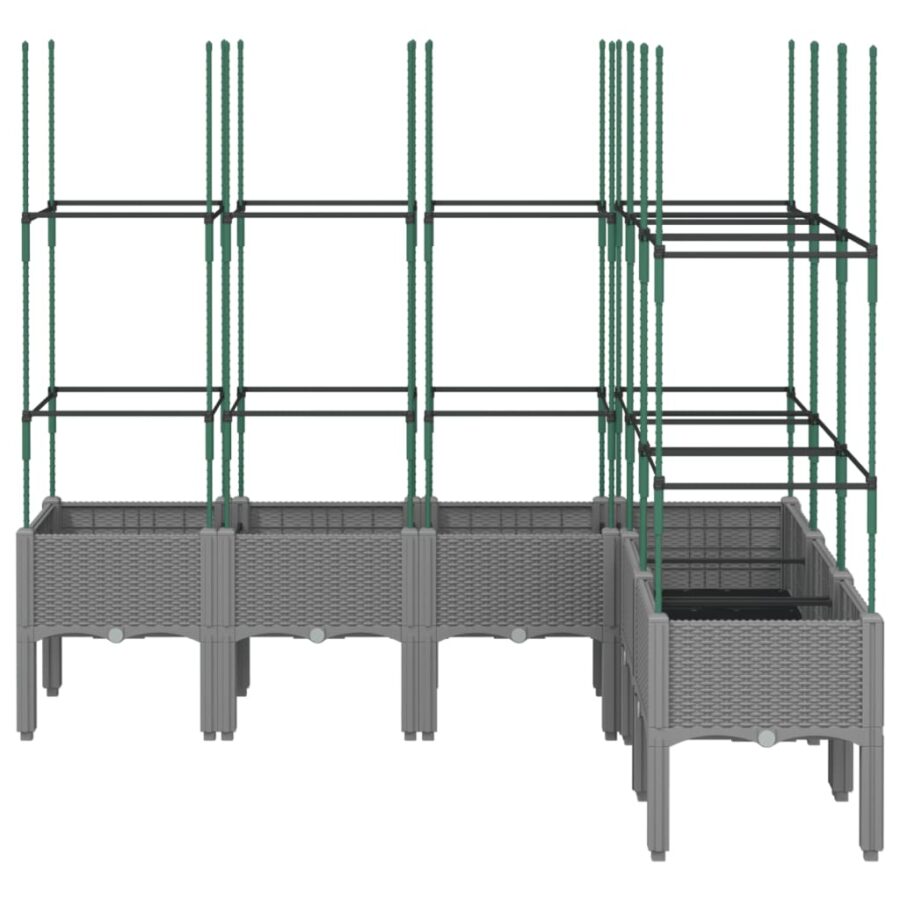 Plantenbak met latwerk 160x120x142,5 cm polypropeen lichtgrijs - Afbeelding 3
