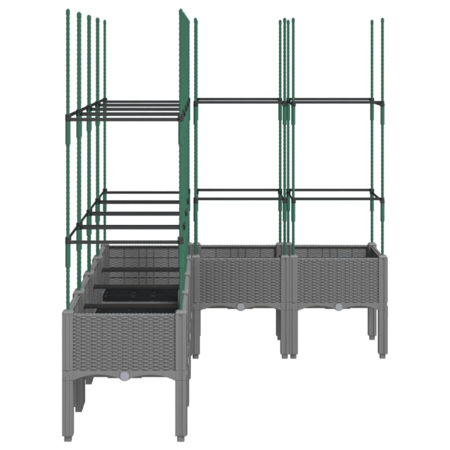 Plantenbak met latwerk 160x120x142,5 cm polypropeen lichtgrijs - Afbeelding 4