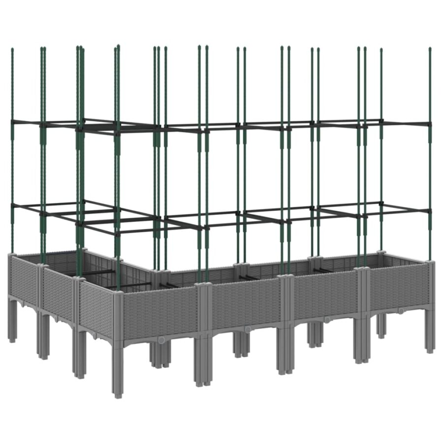 Plantenbak met latwerk 160x120x142,5 cm polypropeen lichtgrijs - Afbeelding 5