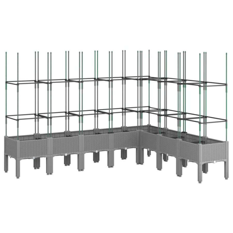 Plantenbak met latwerk 200x160x142,5 cm polypropeen lichtgrijs - Afbeelding 2