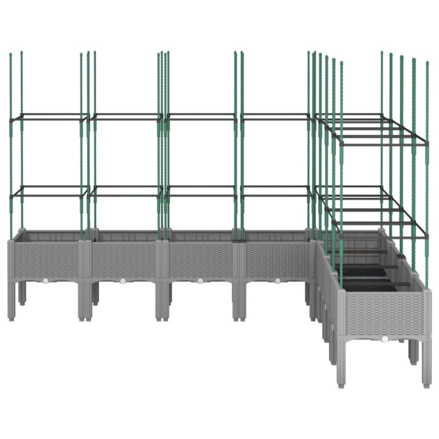 Plantenbak met latwerk 200x160x142,5 cm polypropeen lichtgrijs - Afbeelding 3