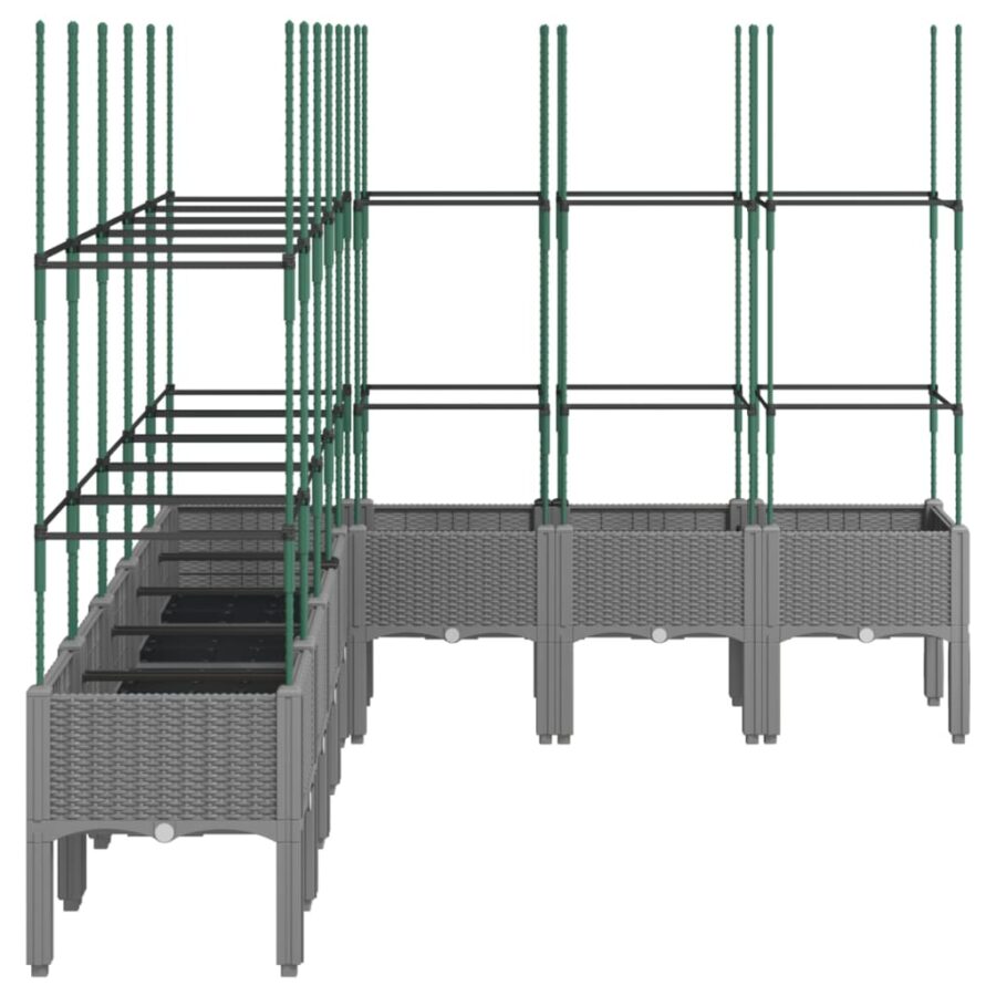 Plantenbak met latwerk 200x160x142,5 cm polypropeen lichtgrijs - Afbeelding 4