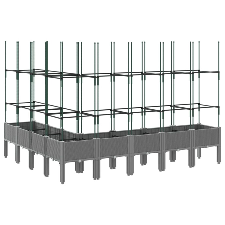Plantenbak met latwerk 200x160x142,5 cm polypropeen lichtgrijs - Afbeelding 5