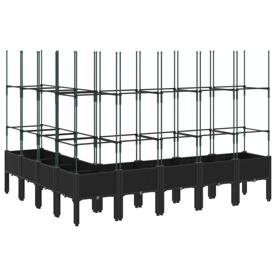 Plantenbak met latwerk 200x160x142,5 cm polypropeen zwart - Afbeelding 5