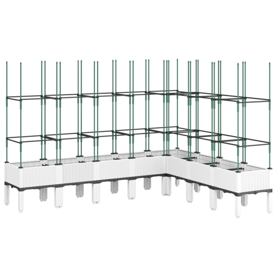 Plantenbak met latwerk 200x160x142,5 cm polypropeen wit - Afbeelding 2