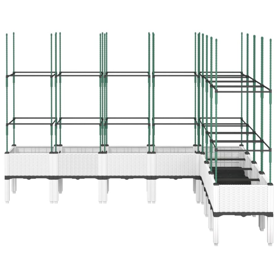 Plantenbak met latwerk 200x160x142,5 cm polypropeen wit - Afbeelding 3