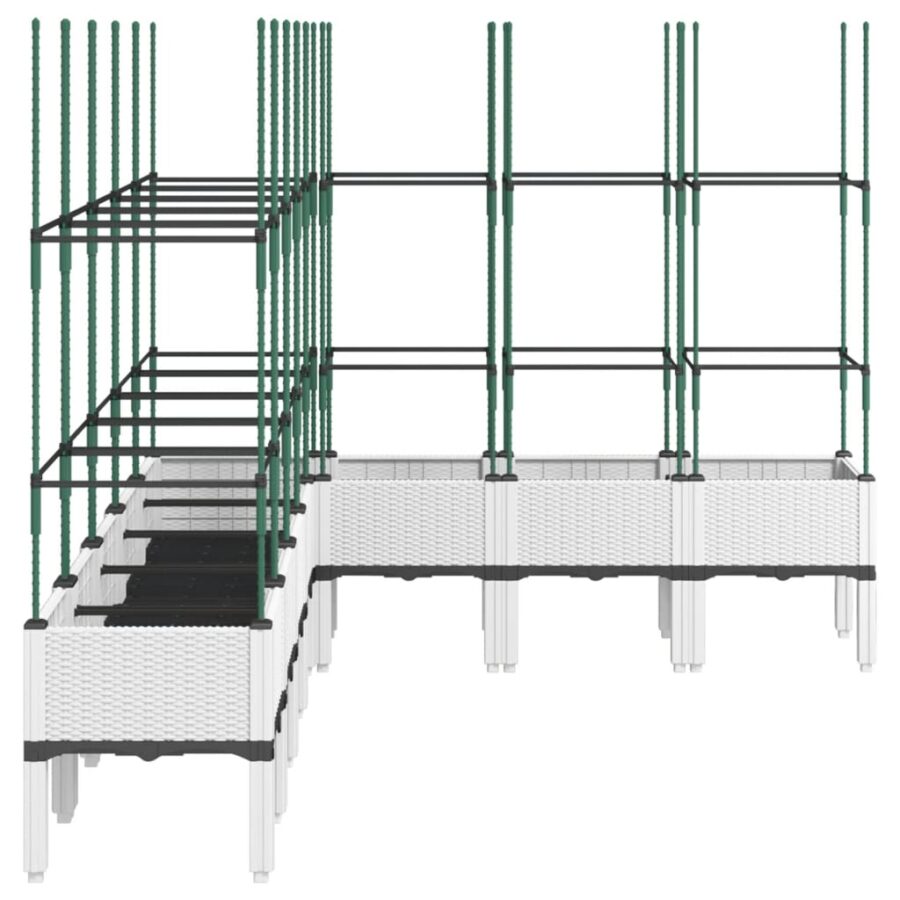 Plantenbak met latwerk 200x160x142,5 cm polypropeen wit - Afbeelding 4