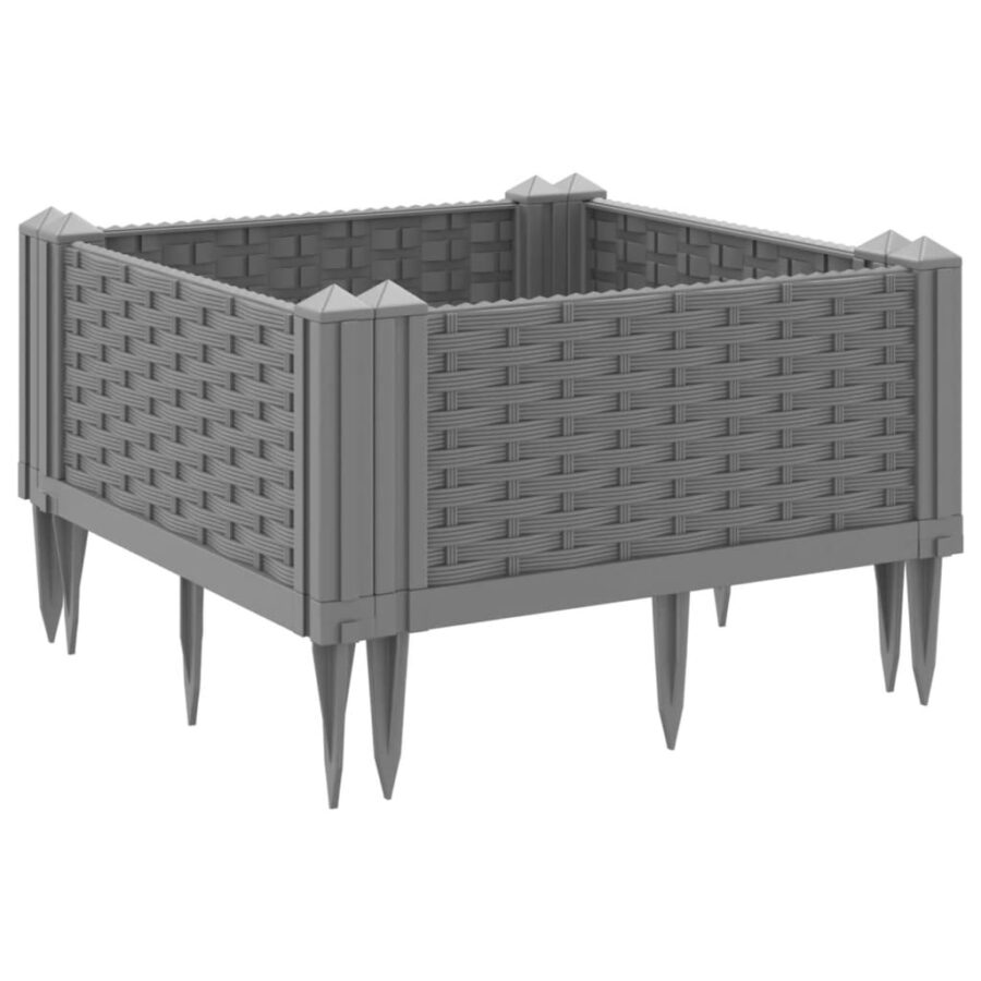 Plantenbak met pinnen 42,5x42,5x28,5 cm polypropeen lichtgrijs - Afbeelding 6