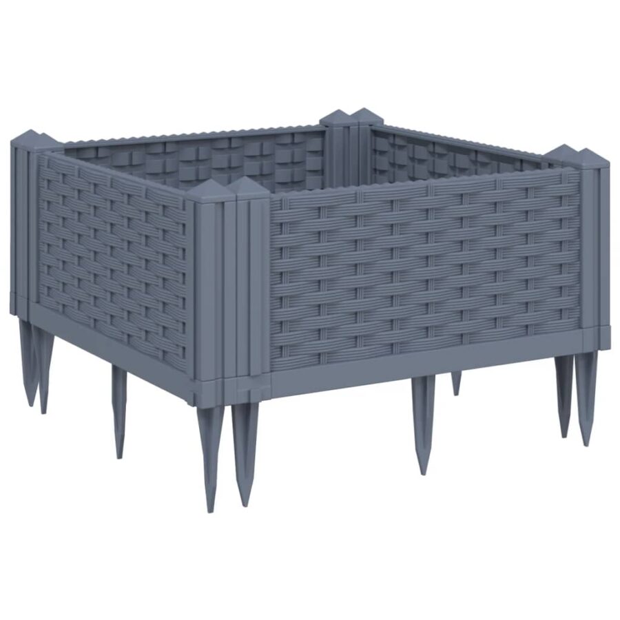 Plantenbak met pinnen 42,5x42,5x28,5 cm polypropeen grijs - Afbeelding 2