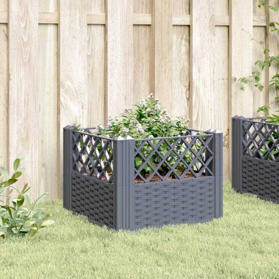 Plantenbak met pinnen 43,5x43,5x43,5 cm polypropeen grijs - Afbeelding 3