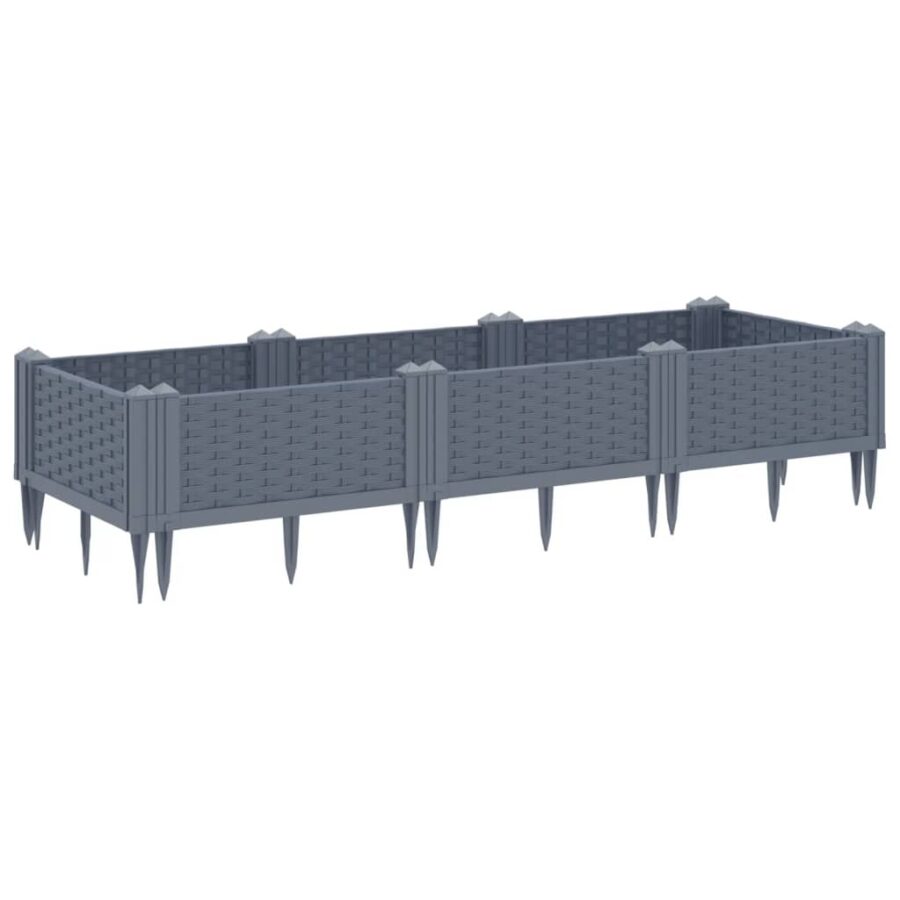 Plantenbak met pinnen 125x40x28,5 cm polypropeen grijs - Afbeelding 5