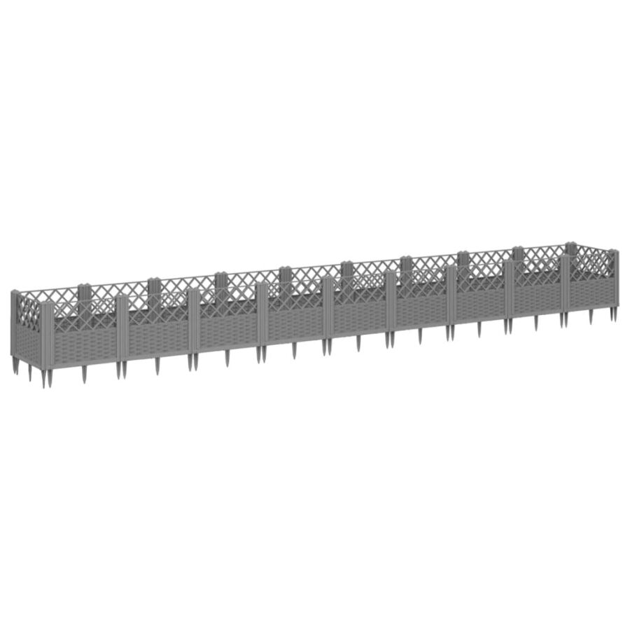 Plantenbak met pinnen 363,5x43,5x43,5 cm polypropeen lichtgrijs - Afbeelding 2