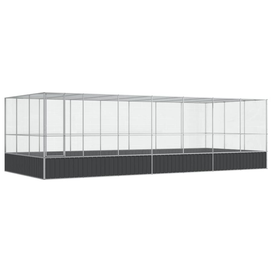 Volière met verlengstuk 725x307x212 m staal zilverkleurig - Afbeelding 2