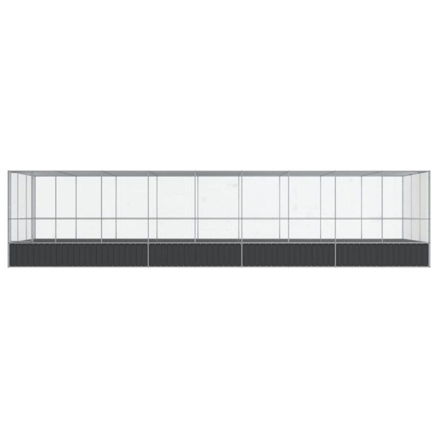 Volière met verlengstuk 932x307x212 m staal zilverkleurig - Afbeelding 3