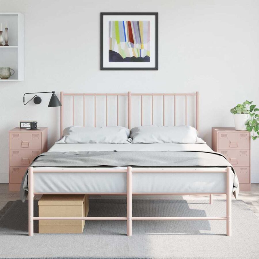 Nachtkastjes 2 st 34,5x39x62 cm staal roze