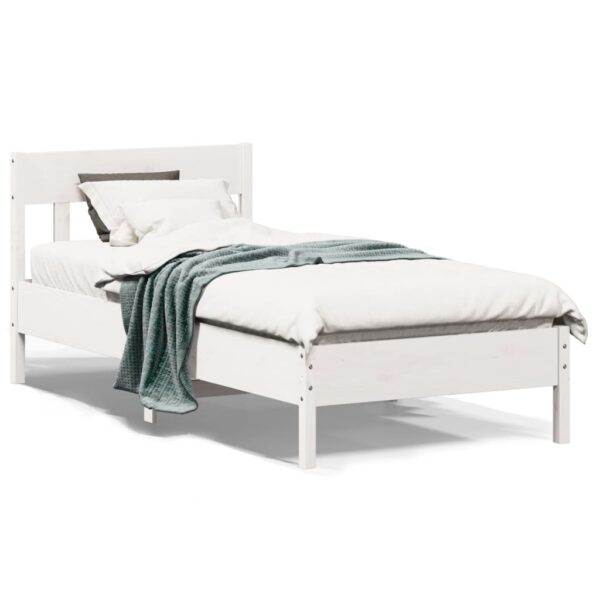 Bedframe zonder matras massief grenenhout wit 90x190 cm