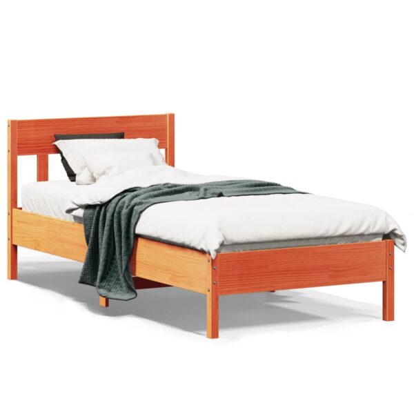 Bedframe zonder matras massief grenenhout wasbruin 90x190 cm