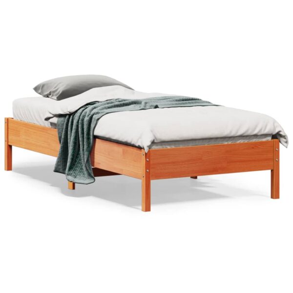 Bedframe zonder matras massief grenenhout wasbruin 75x190 cm