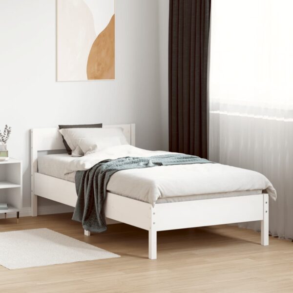 Bedframe zonder matras massief grenenhout wit 75x190 cm