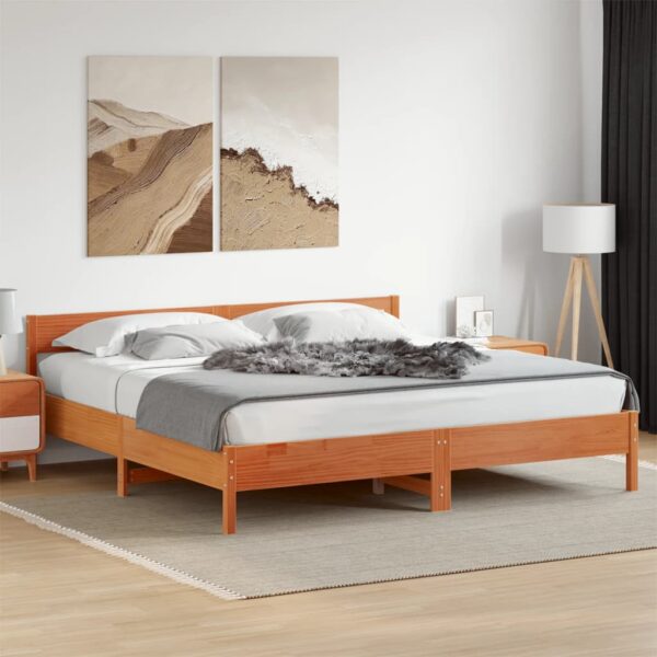 Bedframe zonder matras massief grenenhout wasbruin 180x200 cm