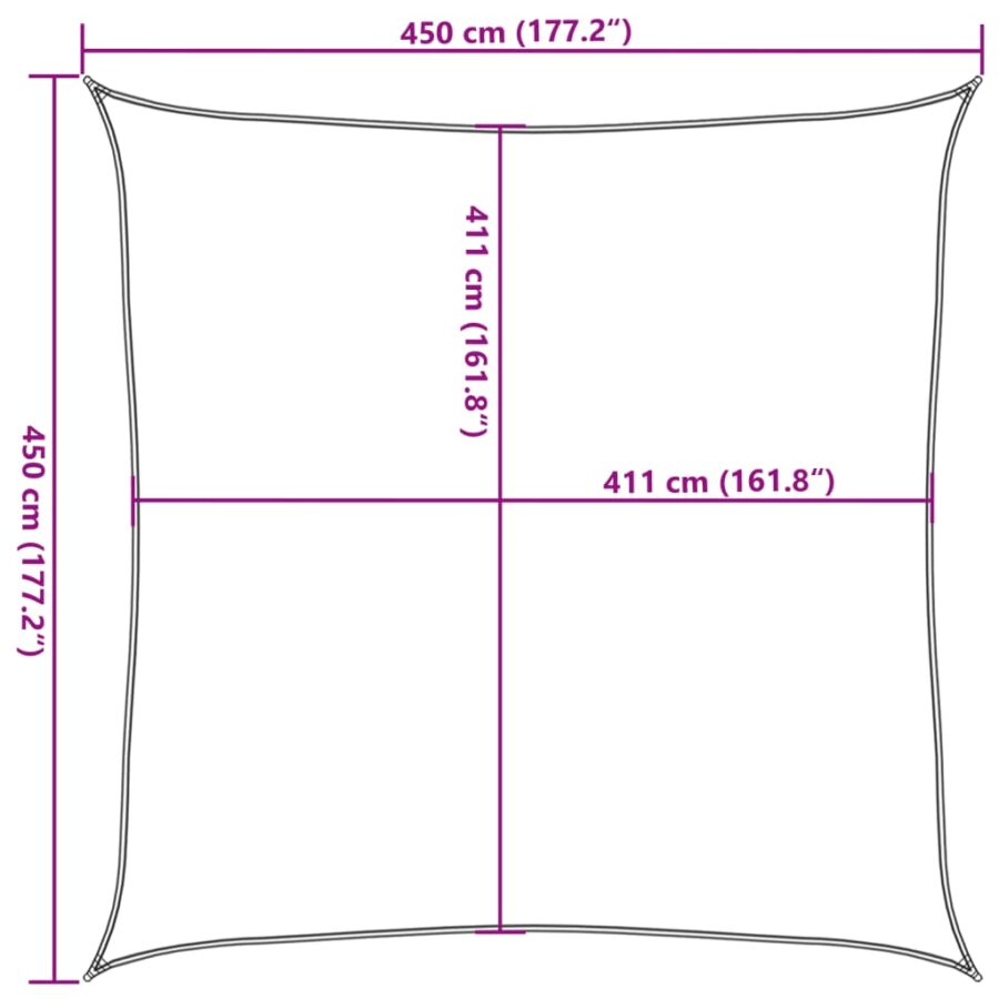 Zonnezeil 4,5x4,5 m 100% polyester oxford zandkleurig - Afbeelding 10