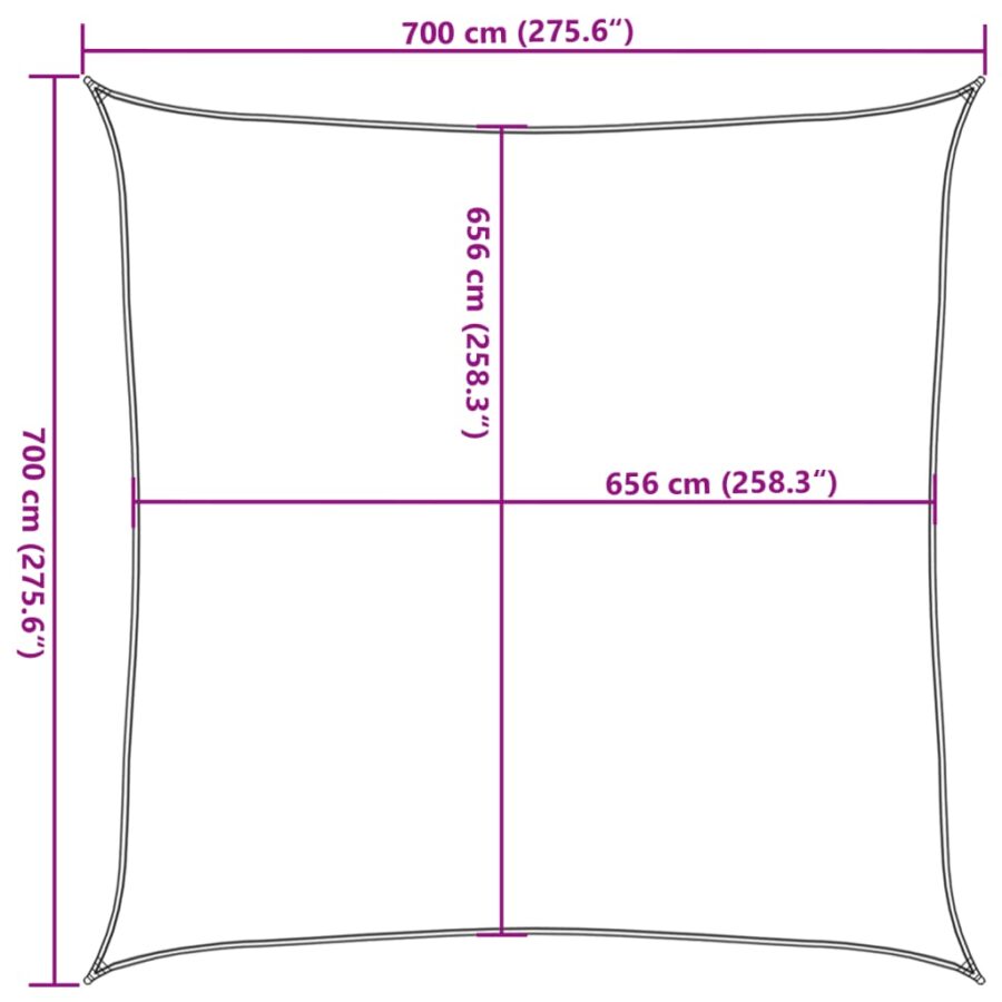 Zonnezeil 7x7 m 100% polyester oxford zandkleurig - Afbeelding 10