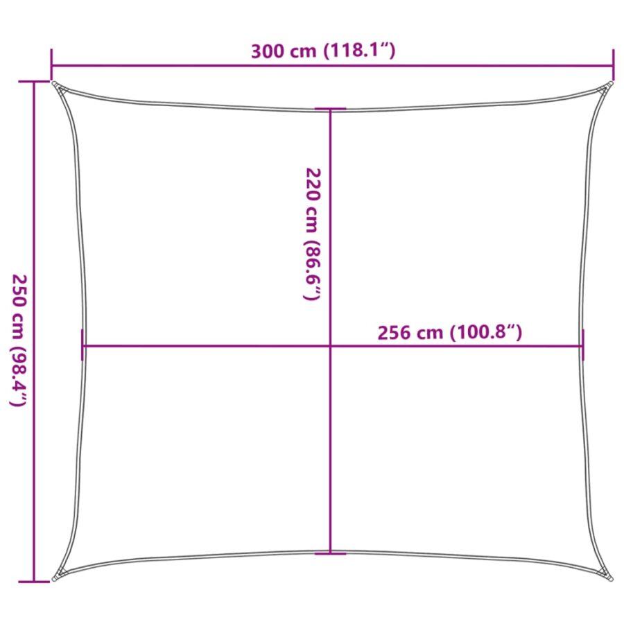 Zonnezeil 3x2,5 m 100% polyester oxford lichtgrijs - Afbeelding 10