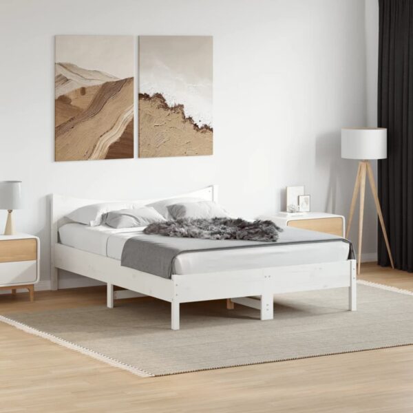 Bedframe zonder matras massief grenenhout wit 120x200 cm