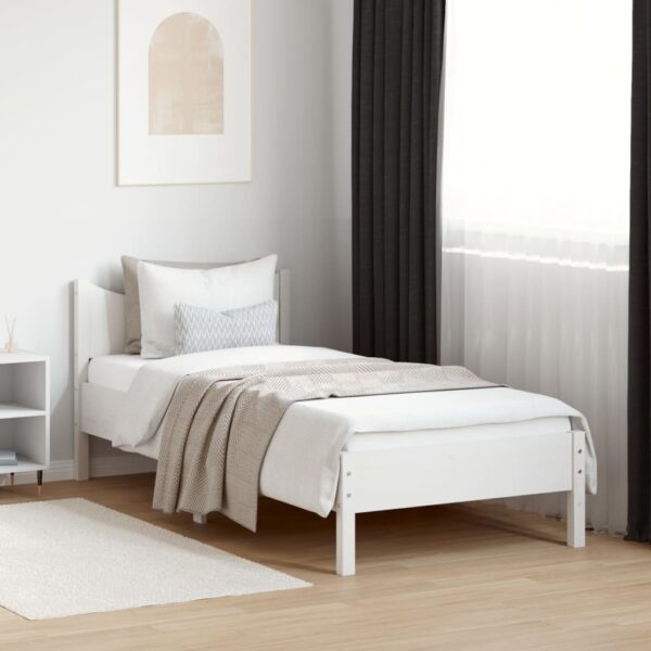 Bedframe zonder matras massief grenenhout wit 75x190 cm