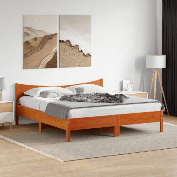 Bedframe zonder matras massief grenenhout wasbruin 180x200 cm