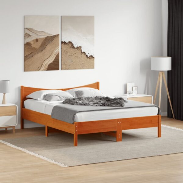 Bedframe zonder matras massief grenenhout wasbruin 160x200 cm