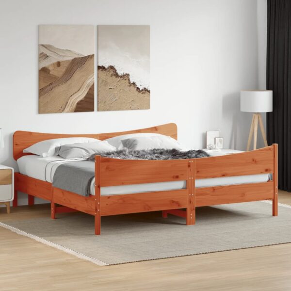 Bedframe zonder matras massief grenenhout wasbruin 180x200 cm