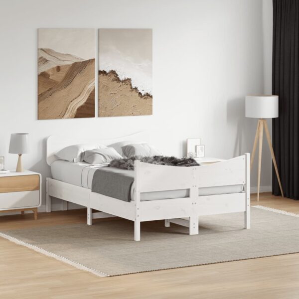 Bedframe zonder matras massief grenenhout wit 120x200 cm