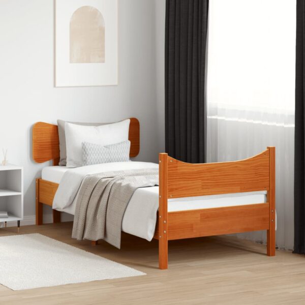 Bedframe zonder matras massief grenenhout wasbruin 90x190 cm