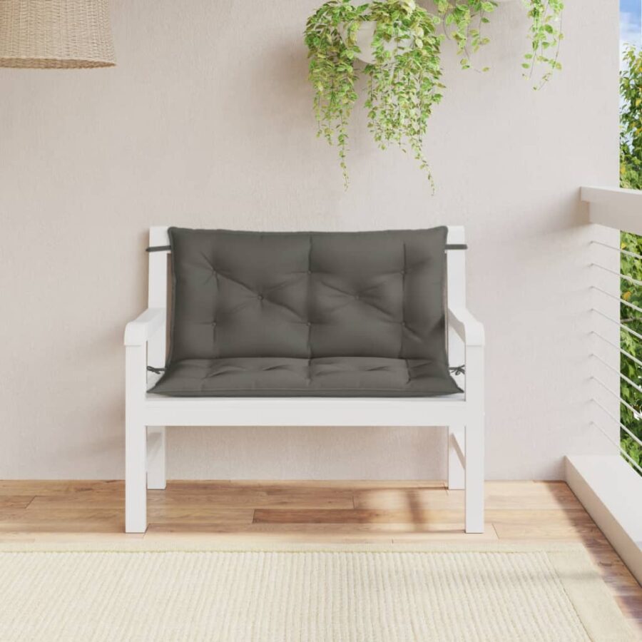 Tuinbankkussens 2 st 100x50x7 cm stof gemêleerd donkergrijs - Afbeelding 3