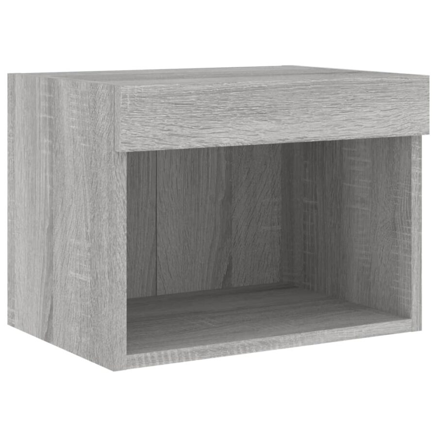 7-delige Tv-wandmeubelset met LED bewerkt hout grijs sonoma - Afbeelding 8