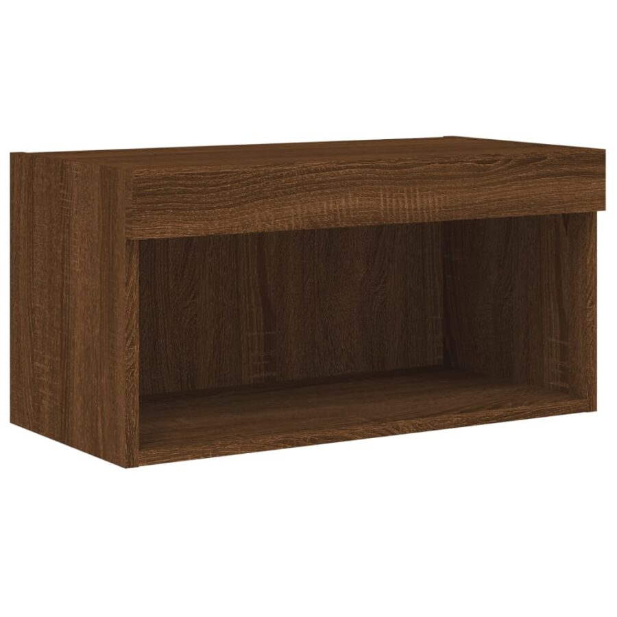 8-delige Tv-wandmeubelset met LED bewerkt hout bruineikenkleur - Afbeelding 7
