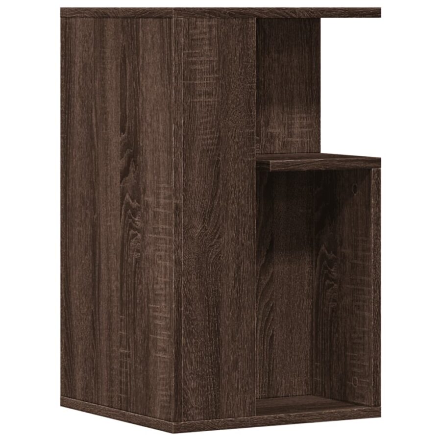 Bijzettafel 35x35x60 cm bewerkt hout bruin eikenkleurig - Afbeelding 2