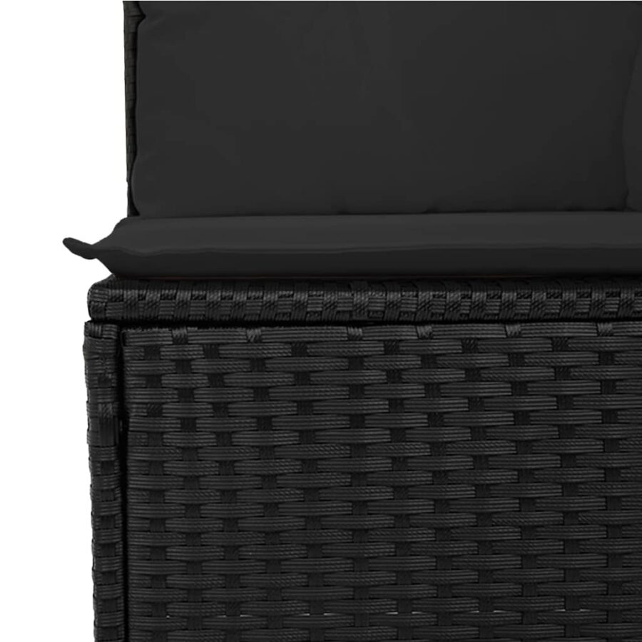 8-delige Loungeset met kussens poly rattan zwart - Afbeelding 3