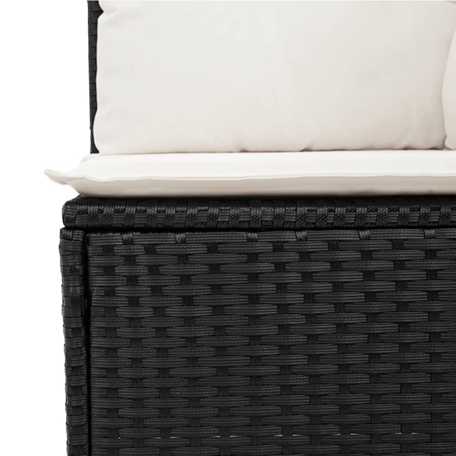 8-delige Loungeset met kussens poly rattan zwart - Afbeelding 4