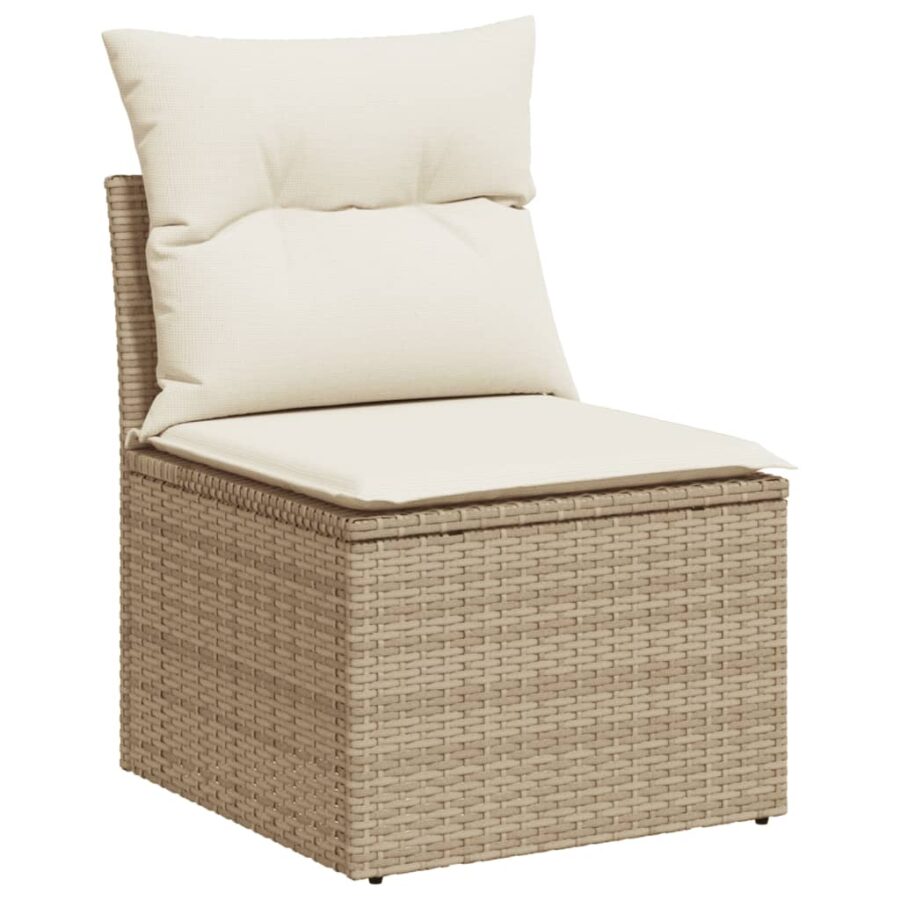 8-delige Loungeset met kussens poly rattan beige - Afbeelding 5