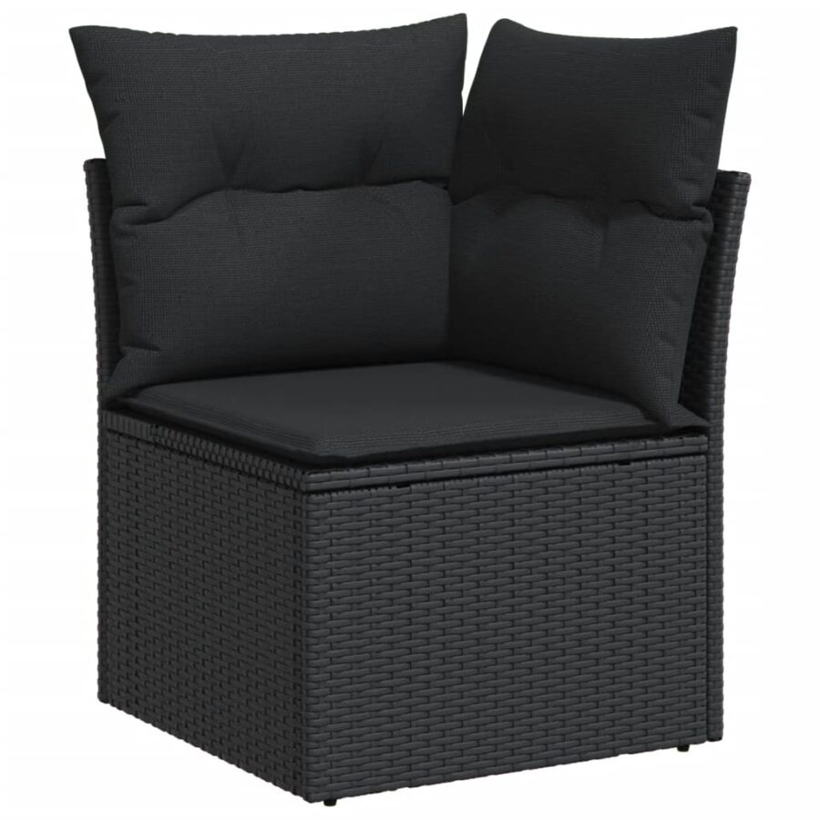 8-delige Loungeset met kussens poly rattan zwart - Afbeelding 4