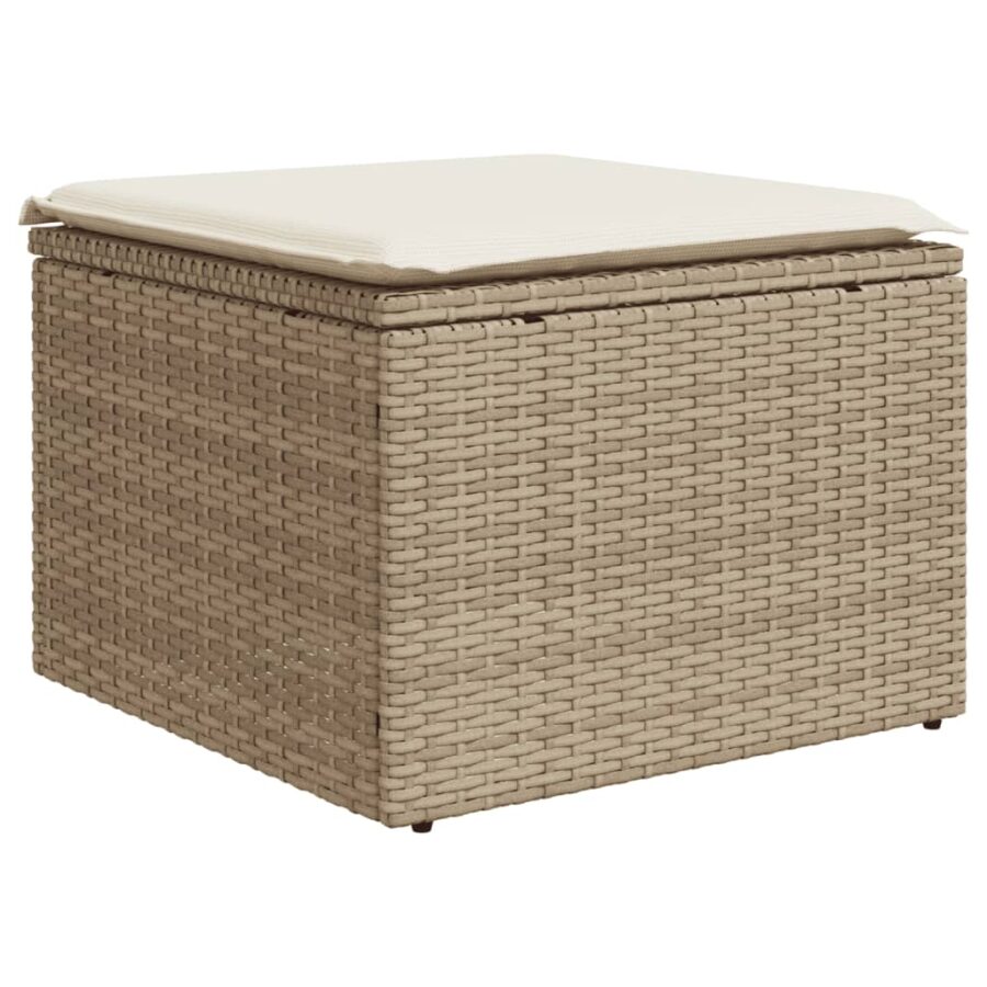 9-delige Loungeset met kussens poly rattan beige - Afbeelding 6
