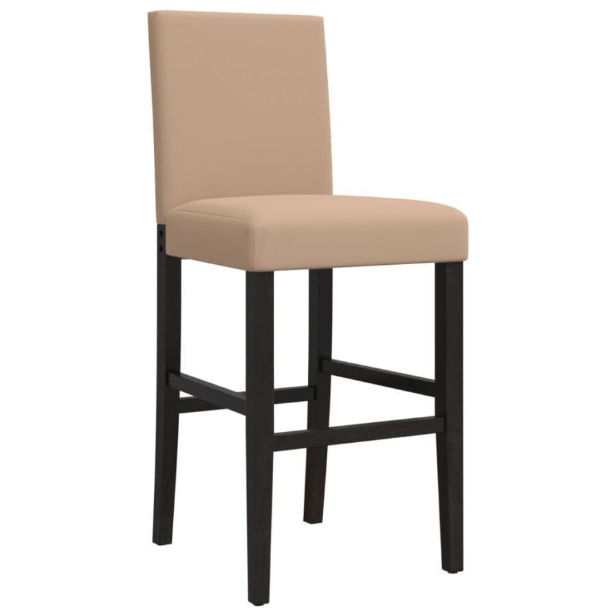Barstoelen 2 st massief rubberhout en kunstleer - Afbeelding 4