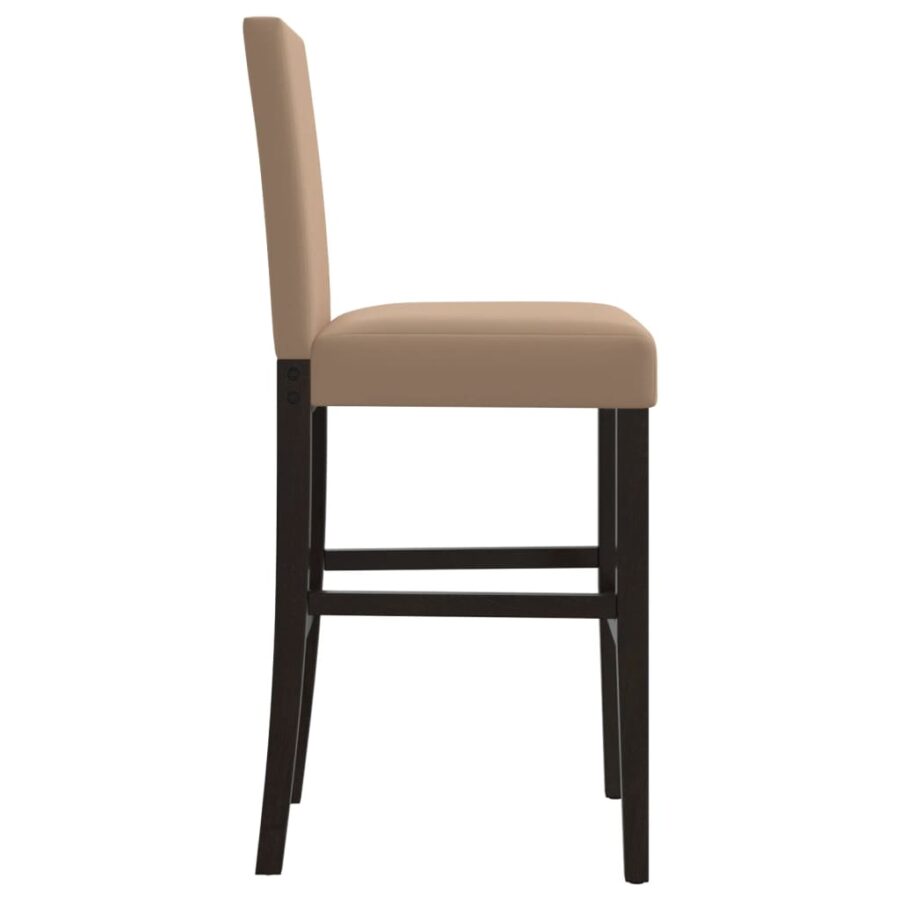 Barstoelen 2 st massief rubberhout en kunstleer - Afbeelding 6