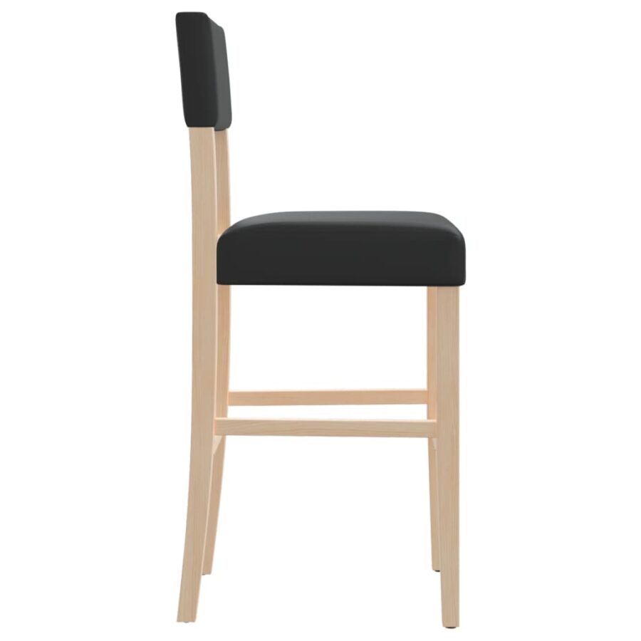 Barstoelen 2 st massief rubberhout en kunstleer - Afbeelding 6