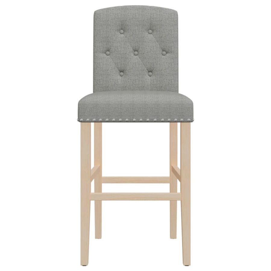 Barstoelen 2 st massief rubberhout en stof - Afbeelding 5
