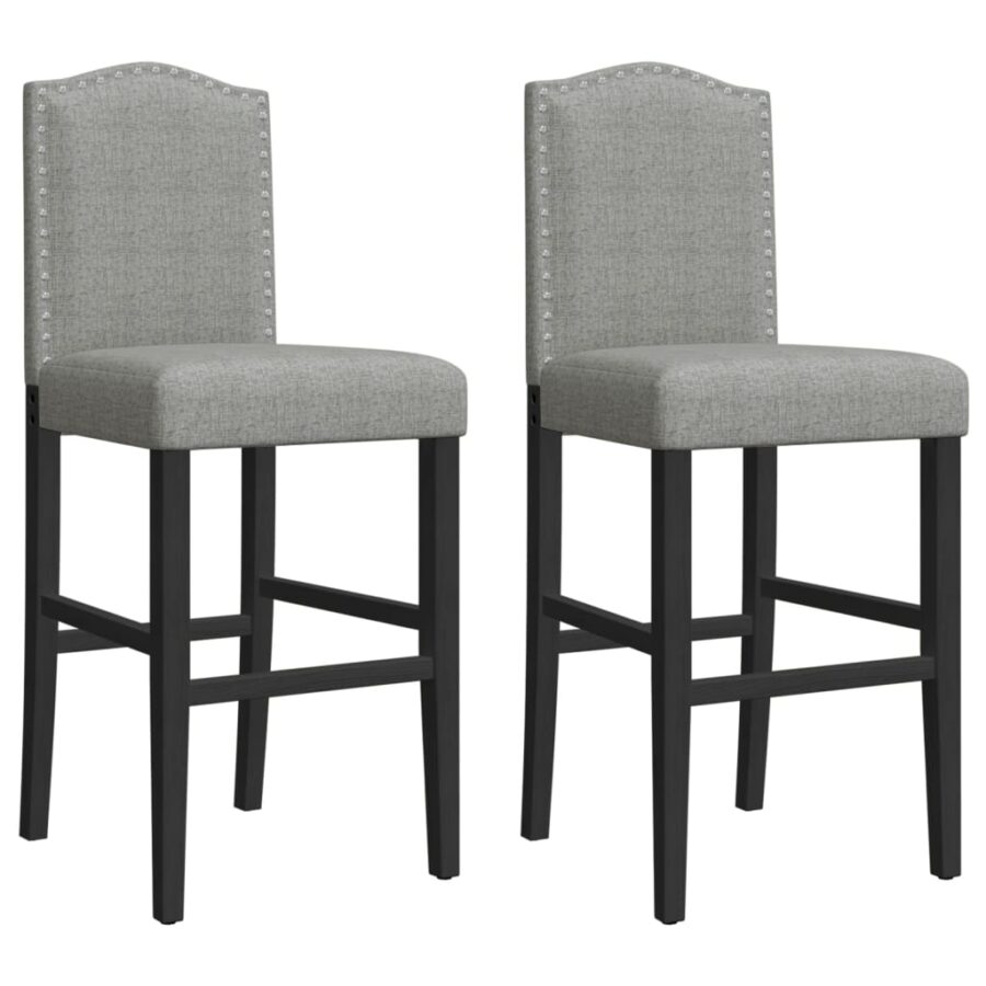 Barstoelen 2 st massief rubberhout en stof - Afbeelding 2